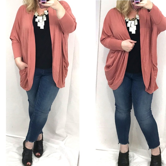 Zenana Outfitters Sweaters - NEW Cocoon Wrap Cardigan 3/4 sleeve Knit PLUS Size